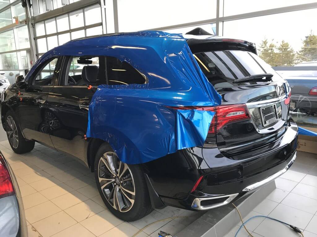 Full blue wrap on Acura MDX