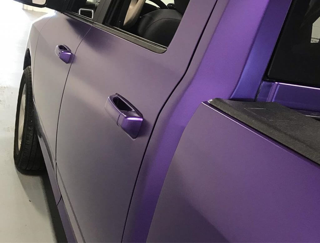 satin metallic purple door handle wrap